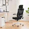 Autres meubles SmileMart Chaise de bureau ergonomique en maille à dossier haut avec appui-tête rembourré réglable Blanc / Noir Q240129