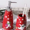 Set simpatico orso natalizio set da bagno porta spazzolino bottiglia di lozione collutorio tazza coppia dispenser di sapone portatile per la casa decorazione