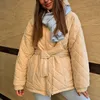 Manteau en coton élégant avec capuche pour Femme, veste chaude de couleur unie, gilet à lacets, vêtements Manteau Femme