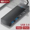 Flera 4 port USB 3.0 nav typ c splitter förlängning dockadapter 5Gbps multi en pluggdockningsstation för PC -bärbar dator