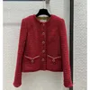 Дизайнер женских курток Небольшой ароматный жакет с атмосферой, элегантным темпераментом и контрастным цветным тканым верхом из мягкого джинсового кардигана