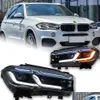 Faróis de carro LED para carros X5 F15 2014-20 18 X6 F16 Atualização de montagem M5 Design de competição Bicofal Lens Kit Drop Delivery Mobiles Dhfz4