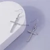 Stud Mode Zirkoon Kristallen Kruis Oorbellen voor Vrouwen Mannen Gothic Punk Hip Hop Jezus Kruisbeeld Dangle Earring Christelijke Partij sieraden YQ240129