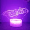 Light Lights Formula 1 F1 Racing Car 3D LED Light لغرفة النوم Supercar Lava Lamp