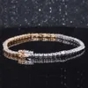 Sier S 14K Ouro Sólido Redondo Brilhante Lab Grown Diamond Tennis Pulseiras Cor Def Cor Esmeralda Pulseira de Moissanite