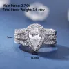 Rings Newshe 2 stuks Sterling Sier Engagement Ring Enhancer Wedding Band For Women Pear Cut AAAAA Zirkon Sieraden Maat 413