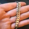 Mäns Flat Miami Cuban Link Chain 925 Sterling Silver 8mm Thick Italy Made 189s