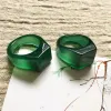 Anneaux Natural 100% Real Green Jade Ring, Handle Spolpture Spanpture Simple Jade Anneau de Jade, Bijoux de mariage pour hommes BILANTS POUR MAN CADE