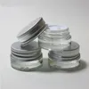 360 x 5G rese transparent liten söt glas grädde kruka 5g glas sminkar burkar med silver aluminium cap vit pe pad eivsv