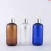 250 ml 24 pcs/lot bouteille en plastique PET de lotion bleu/clair/marron, contenant de shampoing vide de haute qualité, emballage de produits cosmétiques Plvmh
