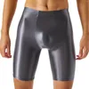 Unterhosen Sexy Glänzende Eis Seide Unterwäsche Männer Lange Bein Boxer Shorts Halbtransparente Penis Beutel Höschen Atmungsaktive Boxer Unterhose