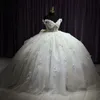 Białe błyszczące vestidos 15 quinceanera dressesteneage elegancki tiulowa kaplica pociąg z kanapki na ramię urodziny 16 sukienki imprezowe sukienki