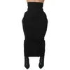 Kjolar gotoola 2024 mode kvinnors solida kjol med hög midja stretch magkomprimering sömmar bil sida ensteg lång