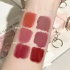 Brillo de labios 6 colores mate llavero desnudo terciopelo Sexy rojo Mousse barro duradero taza no pegajosa lápiz labial líquido cosméticos de maquillaje