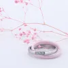 Necklace New Stainless Steel Ceramic Pink Round Zircon Ring For Women Girl Wedding Fashion Jewelry Engagement Promise Double Finger Rings