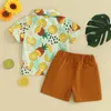 Ensembles de vêtements Summer Boy Cotton Casual Children's Wear Baby Boys Boys Fruree Print Shirt Short Pantal