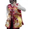 Abbigliamento etnico Gilet da donna invernale Cinese O-Collo monopetto in acetato ricamato Phoenix Elegante signora calda S-XXL