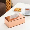 Paper Rack Elegant Royal Rose Gold Car Home Rectangle Shaped Tissue Box Container Towel Napkin Tissue Holder Y200328268r