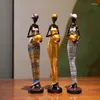 Dekorativa figurer Northeuins Harts Retro Afrikansk svart kvinnors staty Art Figur Ornament Hem vardagsrum sovrum skrivbordsdekor föremål