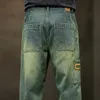 Широкие джинсы Мужские мешковатые брюки Лето прямого кроя Свободные ретро синие джинсовые уличные модные карманы Винтажная мужская одежда 240125