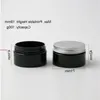 24 x 100g Empty Black Cosmetic Cream Containers Jars 100cc 100ml for Cosmetics Packaging Plastic Bottles With Metal Lidsfree shipping Wicgs