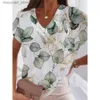 Kvinnors t-shirt 2023 Fashion Woman Blus t-shirt 3d blommig tryck sommar ny gata trend kortärmad lös y2k personlighet halvärmare toppar 240130