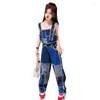 Kleidung Sets Kinder Kleidung Für Mädchen Streetwear Denim Set Sommer Patchwork Design Hosenträger Elastische Taille Jeans 2 stücke Casual Outfit 4-14 jahre