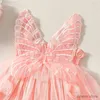 Robes de fille Enfant Filles Princesse Robe Bébé Papillon Ailes Tulle Costume Enfants Été Sans Manches Sangle Robes Fête D'anniversaire Nouveau-Né