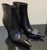 Cagole bootie zwarte dames stiletto hiel mode laarzen mules hagedis echt leer puntige tenen zip enkel laarzen luxe designer fabrieksschoenen