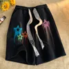 Herrshorts High Street Fashion Drawstring Five-Point Pants Men Streetwear Retro Star Graffiti Print Quality Oversize Short