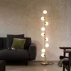 Floor Lamps White Glass LED Floor Lamp Living Room Bedroom Lighting Gold Metal G9 Bulb 110-220V Modern Standing Lights YQ240130