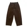 Pantalons pour hommes Entrejambe profonde Hommes Lâche Droite Jambe large Velours côtelé Style japonais Taille élastique Poches Pantalon long décontracté