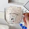 Tasses Tasse à café en verre de dessin animé avec tasses à poignée pour Cappuccino Latte céréales yaourt lait ou boissons froides 400ML
