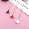 New Fashion Elegant Rose Gold High Quality Titanium Little Red Dress Necklaces Sector Mother Of Pearl Pendant Necklace Women1236R