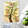 Tapestries Tree Flowers Illustration Wall Tapestry Bohemian Good Luck Hanging Home Decor Table Cover