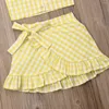 Clothing Sets Girls Summer Sleeveless Plaid Ruffle Tops Skirt 2Pcs For Kids Baby Clothes Outfits