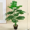 70 cm 18 fourchettes grandes plantes Monstera artificielles faux palmier tortue en plastique feuilles plantes hautes vertes pour la décoration de la maison jardin 240119