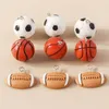 Charms 10 Stück Harz 3D Sport Basketball Fußball Fußball Rugby für Halskette Schlüsselanhänger Mini Ball Anhänger DIY Schmuckherstellung