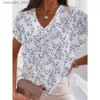 Kvinnors t-shirt 2023 Fashion Woman Blus t-shirt 3d blommig tryck sommar ny gata trend kortärmad lös y2k personlighet halvärmare toppar 240130
