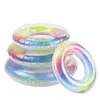 Andere Pools SpasHG 1 Stück Regenbogen-Pailletten-PVC-Schwimmring für Erwachsene und Kinder, verdickter Schwimmring, aufblasbare Wasserversorgung, Rettungsring YQ240129