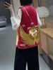 Vêtements ethniques Hiver Femmes Gilet Chinois O-Cou Simple Boutonnage Acétate Brodé Phoenix Dame Élégante Chaud S-XXL