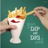 Plates Two Cup-mouth French Fries Shelf Holder Assorted Sauce Fry Dipping Cup Serving 2 In 1 Cone Dip