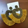 Dangle Küpeler Handmad Boncuk Turuncu Uzun Tassel Damla Kadınlar Vintage Düğün Sivil Kız Parti Hediyeleri Bohem Renkli Kalp Küpe