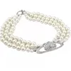 ビーズネックレスMtilayer Pearl Necklace FL Diamond E Pendant Sier Designer Jewelry Womens Fashion Anniversary Gifts Drop Delivery Pen Otutr