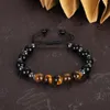 Pulseras clásicas de cuentas de ojo de tigre de hematita de piedra de obsidiana, joyería de cuerda ajustable hecha a mano, cuidado de la salud adelgazante para hombre