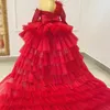 Abiti da ragazza Fiore rosa per matrimoni Festa di compleanno Principessa Piuma Tulle Abito da spettacolo Abiti da ballo formali con lungo strascico