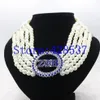 Collier ras du cou grec, sororité grecque, symbole Zeta Phi Beta, bleu Royal, cristal blanc, bijoux en perles, colliers multicouches, 304z