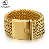 Bracelets 30mm Chunky Mesh Chains Bracelet Men 316 Stainless Steel Gold/Silver Color Big Male Bracelets