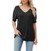 Women's T Shirts Women Casual Printing Short Sleeves V Neck Loose Shirt Blouse Tops Spandex Tee Tech Sleeve