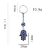 Sleutelhangers 1 stks Hand van Fatima Palm Sleutelhanger Devil's Eye Turks Blauwe Lucky Bead Sleutelhanger Voor Rugzak Portemonnee Tote Sleutelhouder Hanger Amulet